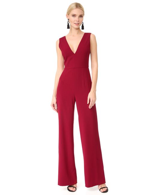 Alice Olivia Lina Double V Neck Jumpsuit in Red Lyst